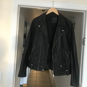 Mens AllSaints Jace Leather Biker Jacket - Small